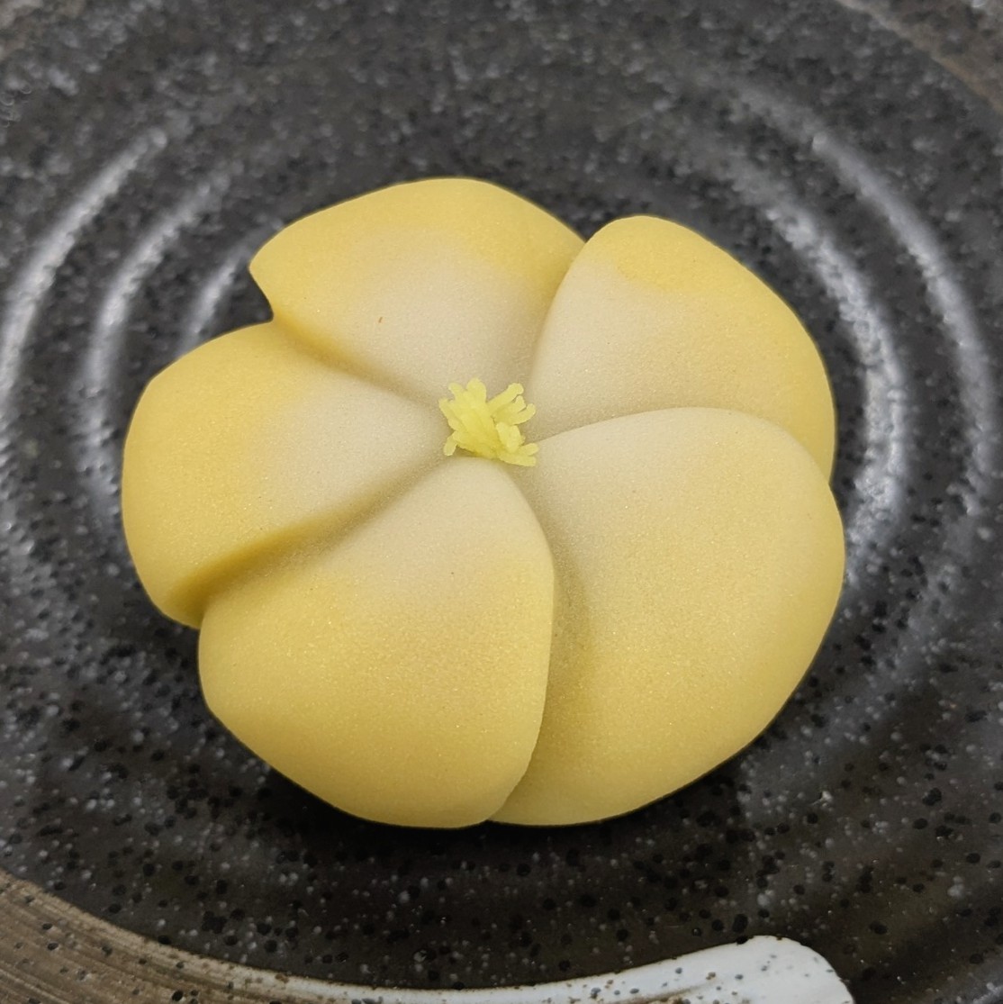 井出の里(いでのさと)山吹の花　　　　　　練切製